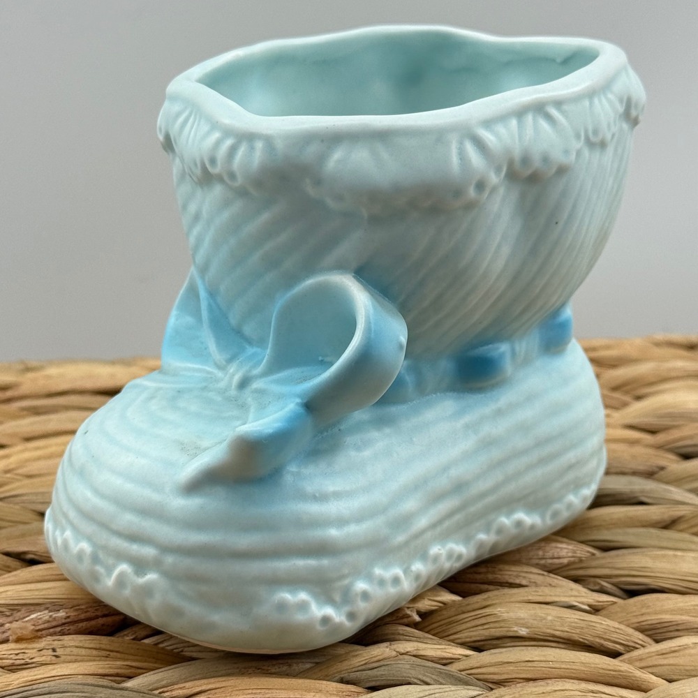 Vintage Baby Bootie Blue 1964 INARCO Cleveland‎ OH Ceramic Nursery Baby Shower